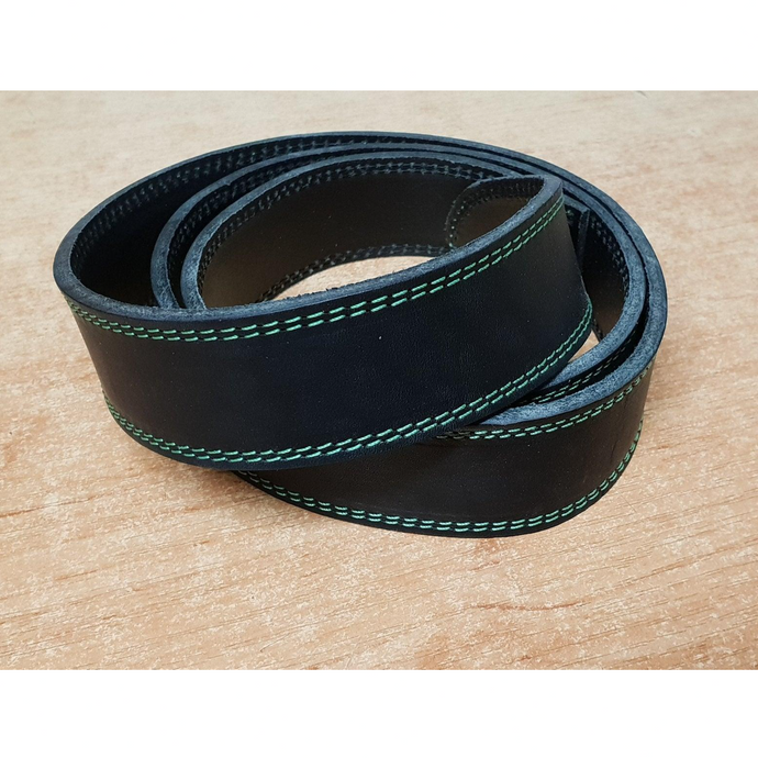 Black belt (green stitching) - 4 cm